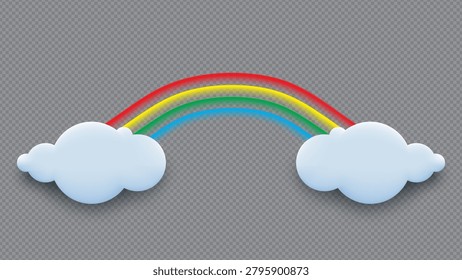 Rainbow and Clouds Weather Icon Illustration on transparent background