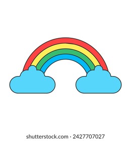 Rainbow and clouds, Weather on isolated white background