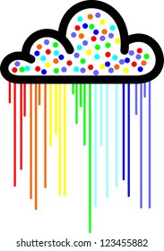 rainbow cloudy weather- vector illustration