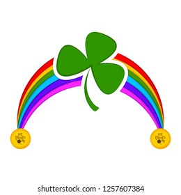 Rainbow with a clover an saint patrick day labels. Vector illustration design