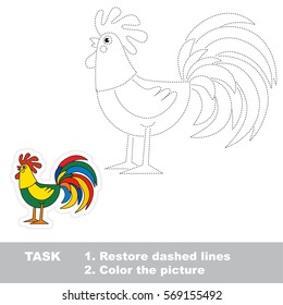 The Rainbow Cock. Dot to dot educational game for kids.