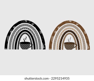 Rainbow and coffee designs for t-shirts, mugs, cups, tee wall art, etc.