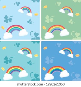 Rainbow with Coin and Shamrock Seamless