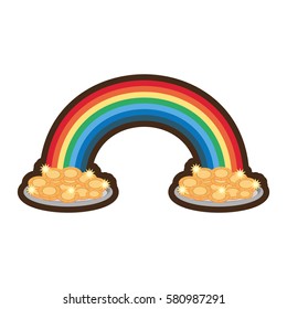 rainbow coin treasure st patricks day vector illustration eps 10
