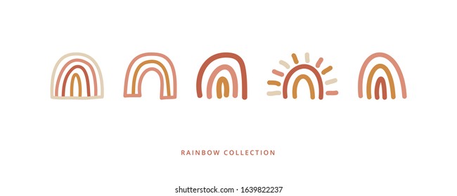 Rainbow collection on white background. Doodles and sketches vector illustration design.