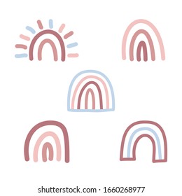 Regenbogenkollektion auf weißem Hintergrund. Doodles und Skizzen Vektorillustration Illustration Design.