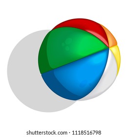 Rainbow color beachball on white vector illustration