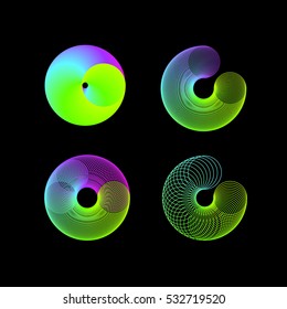 rainbow color blend circle line vector element