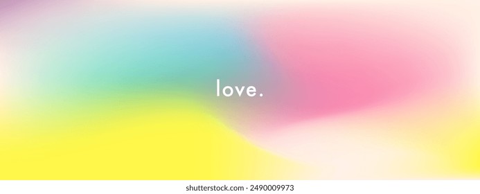 Rainbow color blurred gradient. Romantic gradient sky. Pastel clouds wide gradient background. Pink, yellow, turquoise colors. Vector abstract concept. Fluffy mesh gradation multicolor background