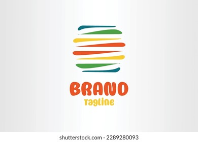 Rainbow color burger logo on white background