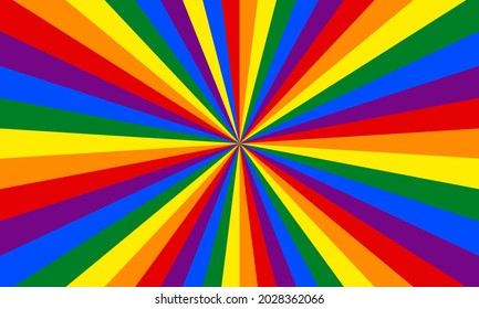 Rainbow color burst background. Rays background in retro style. Vector.	