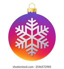 Rainbow color Christmas tree toy or ball with snowflake