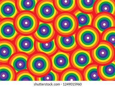Rainbow color circle pokka dot illustration vector pattern