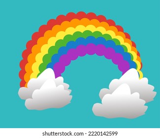  Rainbow color with clouds .rainbow in abstract style. colorful creative vector illustration for your design 