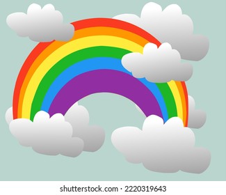  Rainbow color with clouds .rainbow in abstract style. colorful creative vector illustration for your design 