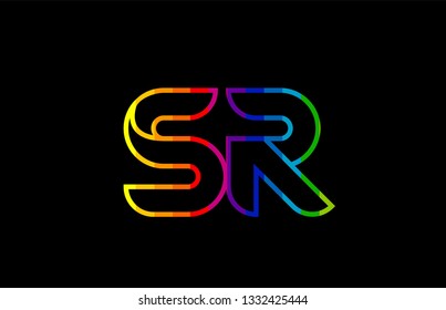 rainbow color colored colorful alphabet letter sr s r logo combination design suitable for a company or business