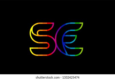 rainbow color colored colorful alphabet letter se s e logo combination design suitable for a company or business