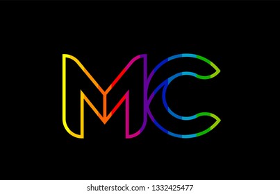 rainbow color colored colorful alphabet letter mc m c logo combination design suitable for a company or business