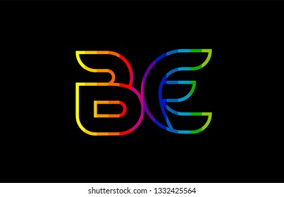 rainbow color colored colorful alphabet letter be b e logo combination design suitable for a company or business