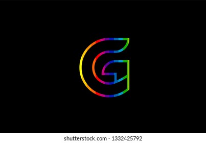 rainbow color colored colorful alphabet letter g logo design suitable for a company or business