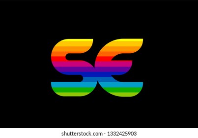 rainbow color colored colorful alphabet letter se s e logo combination design suitable for a company or business