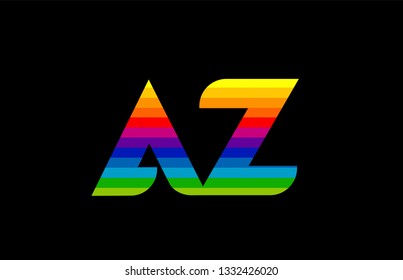 rainbow color colored colorful alphabet letter az a z logo combination design suitable for a company or business