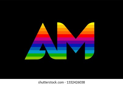 rainbow color colored colorful alphabet letter am a m logo combination design suitable for a company or business