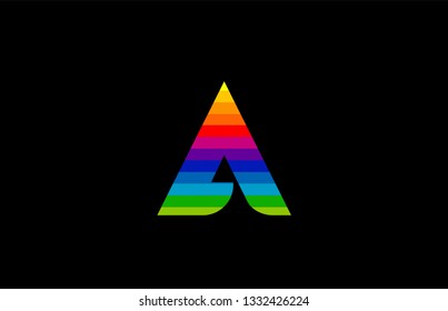 rainbow color colored colorful alphabet letter a logo design suitable for a company or business
