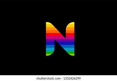 rainbow color colored colorful alphabet letter n logo design suitable for a company or business