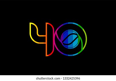 rainbow color colored colorful number 40 logo design suitable for a company or business