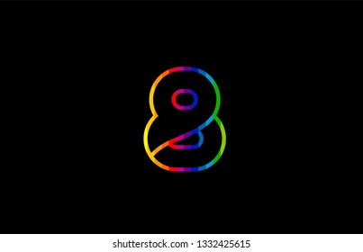 rainbow color colored colorful number 8 logo design suitable for a company or business