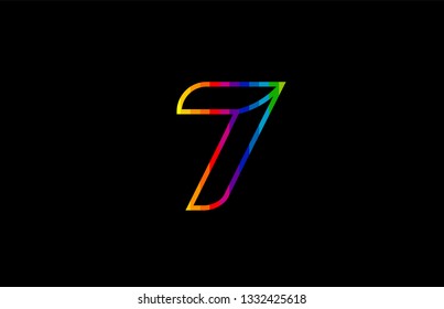 rainbow color colored colorful number 7 logo design suitable for a company or business