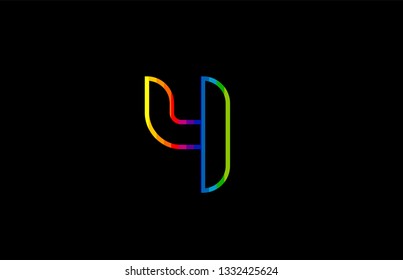 rainbow color colored colorful number 4 logo design suitable for a company or business