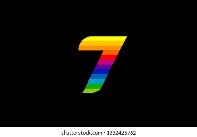 rainbow color colored colorful number 7 logo design suitable for a company or business