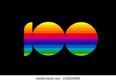 rainbow color colored colorful number 100 logo design suitable for a company or business