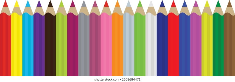 Rainbow color crayon wax pencil and wood pencil set for children. Color pencils of drawing and design element