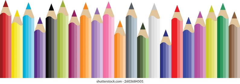 Rainbow color crayon wax pencil and wood pencil set for children. Color pencils of drawing and design element