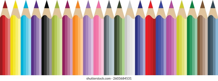 Rainbow color crayon wax pencil and wood pencil set for children. Color pencils of drawing and design element