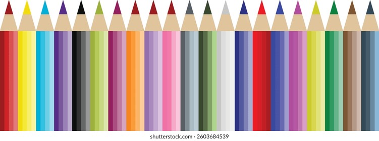 Rainbow color crayon wax pencil and wood pencil set for children. Color pencils of drawing and design element