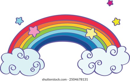 Rainbow color doodle. Fairytale miracle. Magic dream