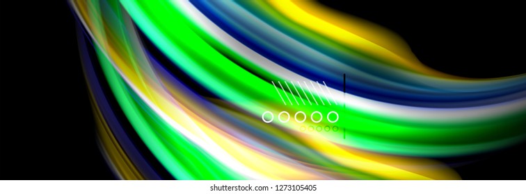 Rainbow color fluid wave lines flow poster. Wave vector Liquid shapes design