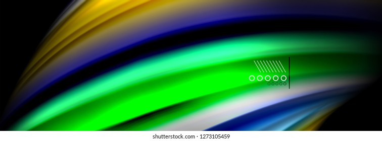 Rainbow color fluid wave lines flow poster. Wave vector Liquid shapes design