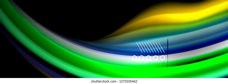 Rainbow color fluid wave lines flow poster. Wave vector Liquid shapes design
