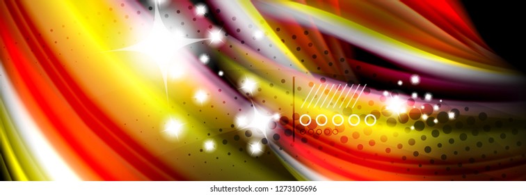 Rainbow color fluid wave lines flow poster. Wave vector Liquid shapes design