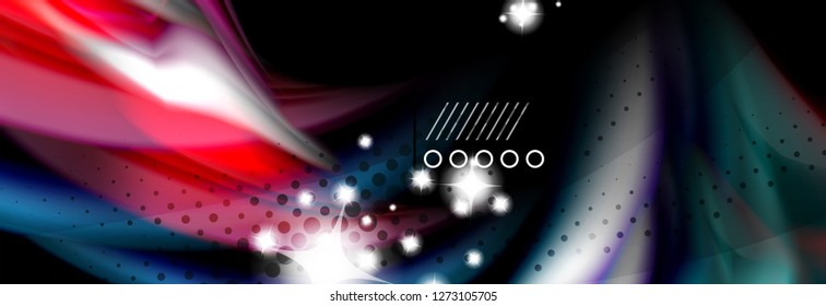 Rainbow color fluid wave lines flow poster. Wave vector Liquid shapes design