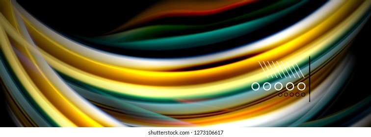Rainbow color fluid wave lines flow poster. Wave vector Liquid shapes design