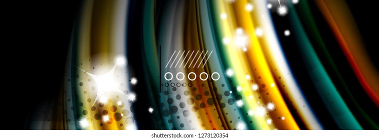 Rainbow color fluid wave lines flow poster. Wave vector Liquid shapes design