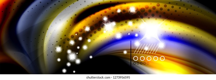 Rainbow color fluid wave lines flow poster. Wave vector Liquid shapes design