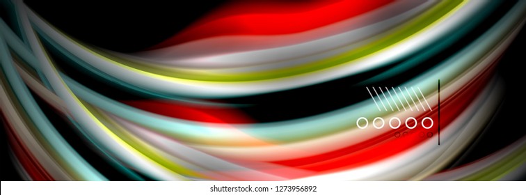 Rainbow color fluid wave lines flow poster. Wave vector Liquid shapes design