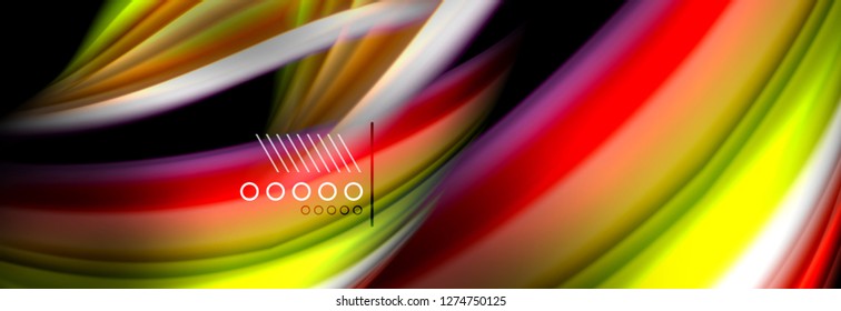 Rainbow color fluid wave lines flow poster. Wave vector Liquid shapes design